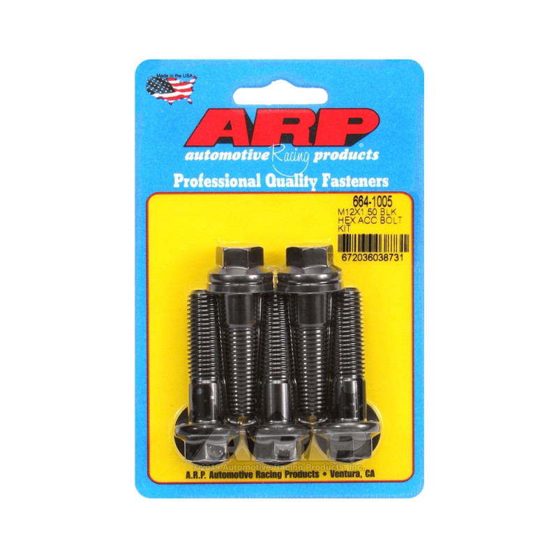 Set de șuruburi și piulițe universale ARP M12 x 1,50 – șuruburi hexagonale cu finisaj negru oxidat (x5) - ARP-664-1005 - 664-1005 - 3666618196114